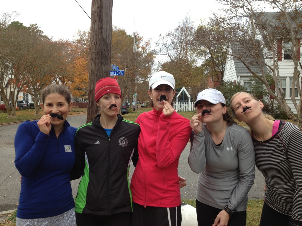 This photo always makes me smile. True runner camaraderie! (from left: Julie, Lane, Lynn, Mary, Rhonda)