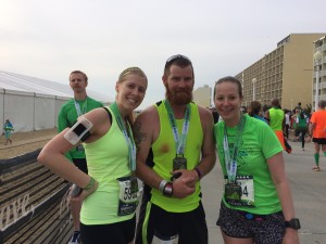 The Running Blonde & Mary, with a running friend Chris {note to self, you male counterparts: Band-aids!}