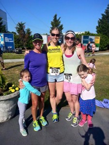 Momma runner friends Kerry & Kara (with their pretty girls) at the Elizabeth River Run