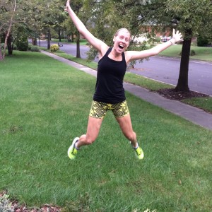 I was ELATED when I completed my run this morning, the final miles of the week. Photo cred: Mr. Running Blonde.